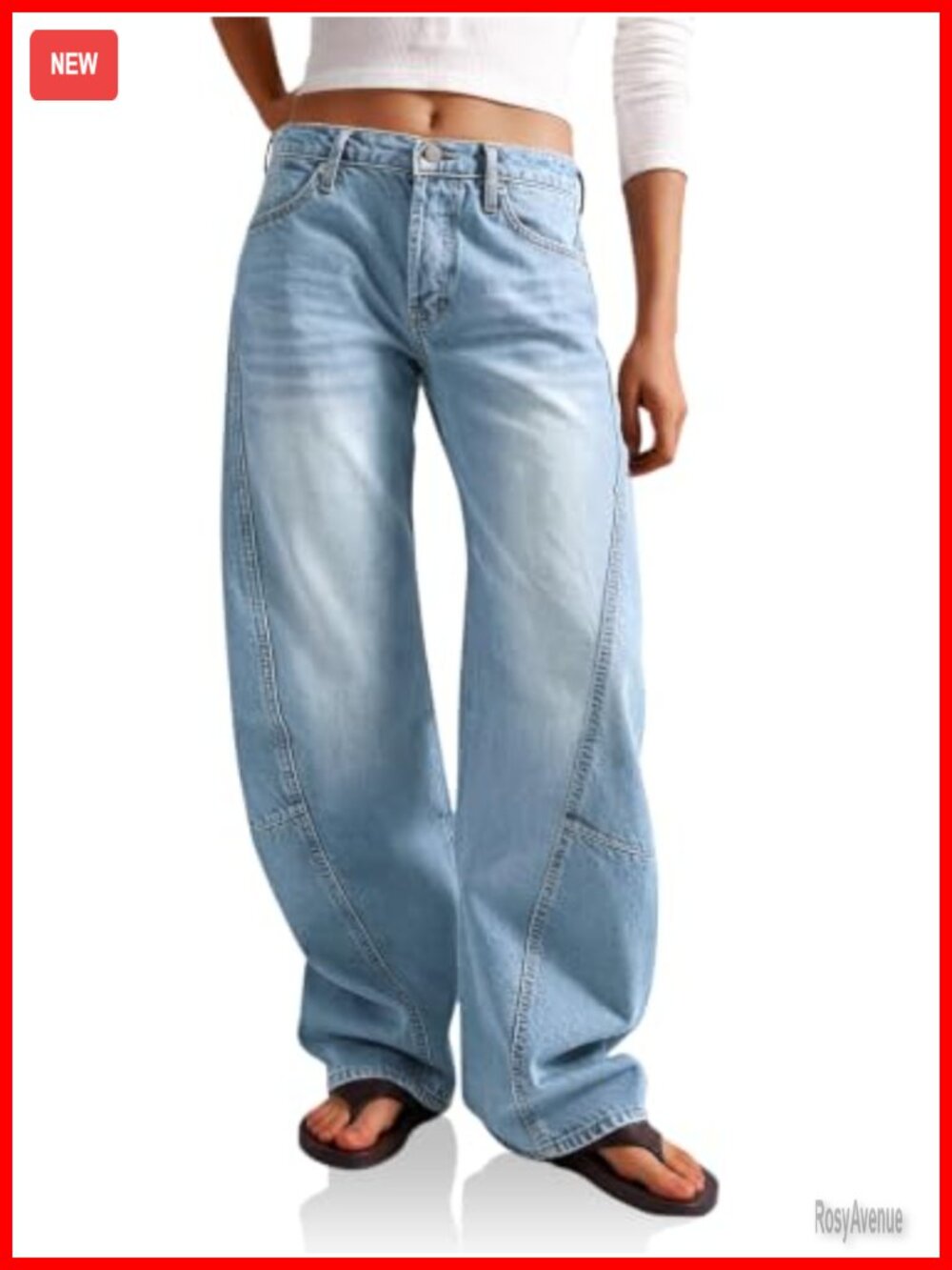 High Waisted Wide Leg Baggy Jeans Stretch Denim